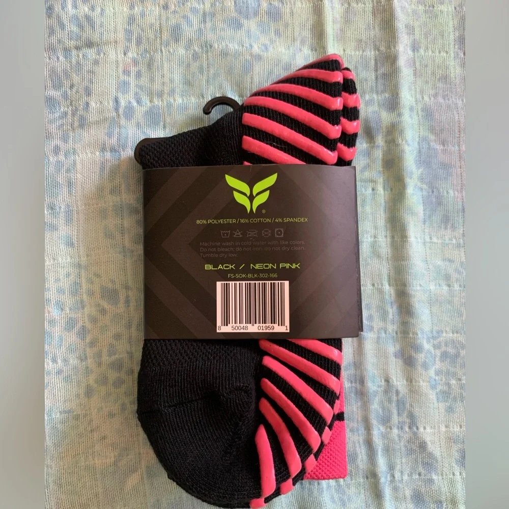 Flite Sports React Grip Socks - Black and Neon Pink - Medium